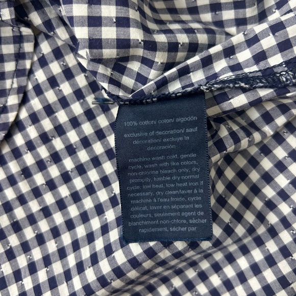 Tommy Hilfiger Navy and White Gingham Women's Shirt. Size Medium. Preppy. - Picture 7 of 10